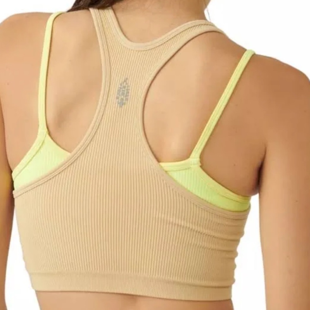 FP Free People Movement Free Throw Double Layer Crop Tank Top Ribbed Bra  XS/S